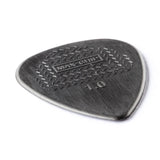 A gray guitar pick with Max-Grip and 1.0 branding - on a white background