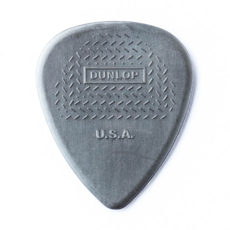 A gray guitar pick with Dunlop USA branding on a white background