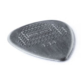 A gray guitar pick with Max-Grip and 1.14 branding - on a white background