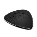 Black guitar pick with 'USA Nylon 1 MM' text on a white background