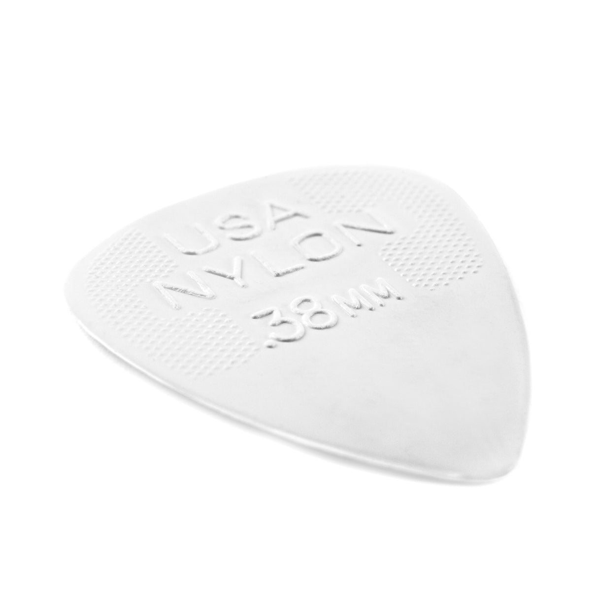 White guitar pick with 'D'Addario' branding on a white background