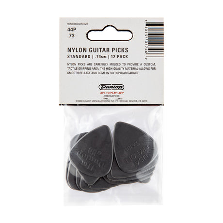 Pack of Dunlop nylon guitar picks with packaging on a white background