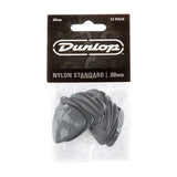 Dunlop guitar picks packaging with gray picks inside on a white background