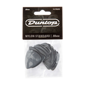 Dunlop guitar picks packaging with gray picks inside on a white background