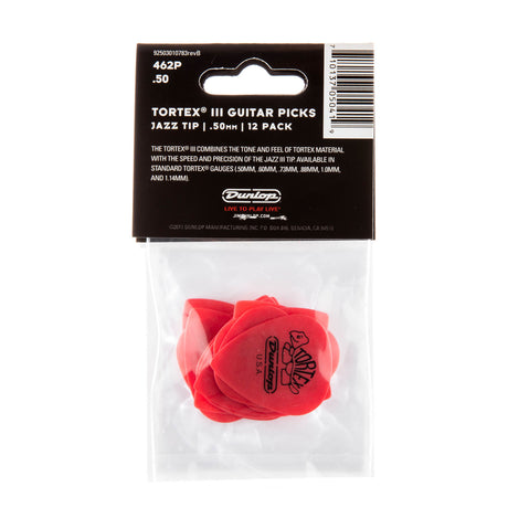 Pack of red guitar picks with Dunlop branding on a white background