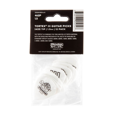Pack of Dunlop Tortex III guitar picks with packaging on a white background