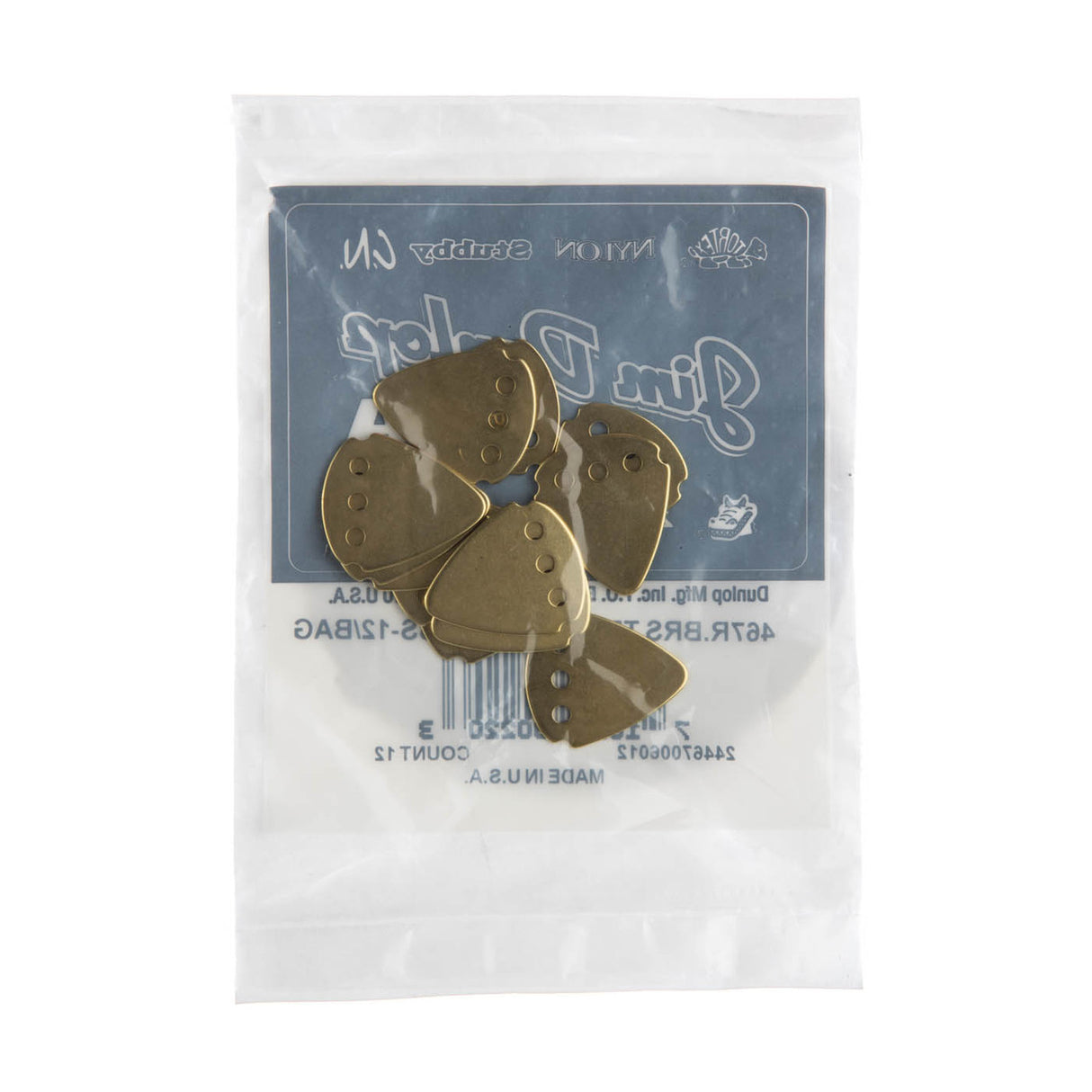 Packaged guitar picks with a clear plastic cover on a white background
