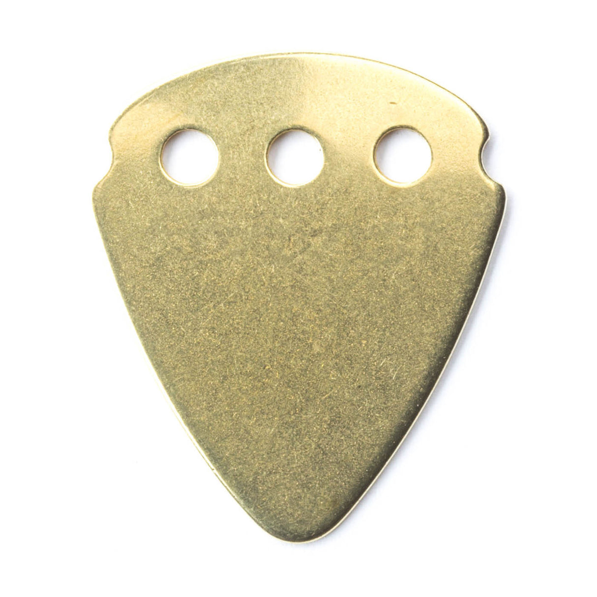 Gold guitar pick on a white background