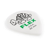 White guitar pick with Tortex Flex branding on a white background