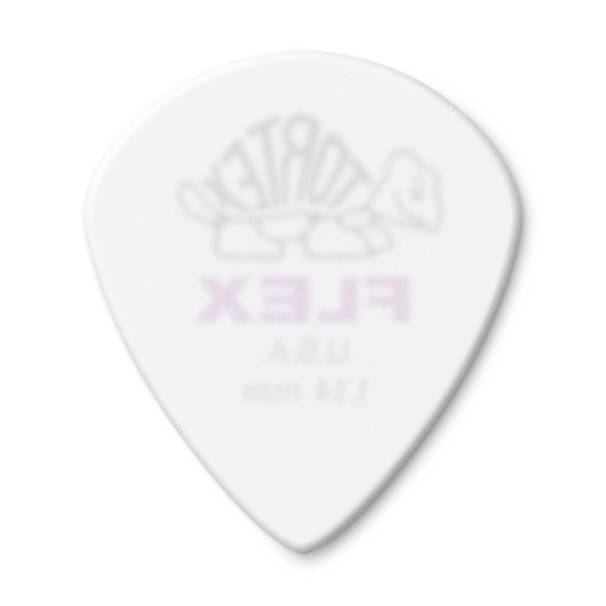 White guitar pick on a white background