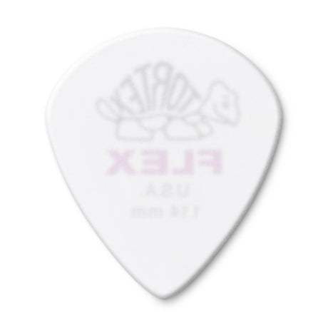 White guitar pick on a white background