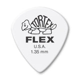 White guitar pick with Tortex Flex branding on a white background