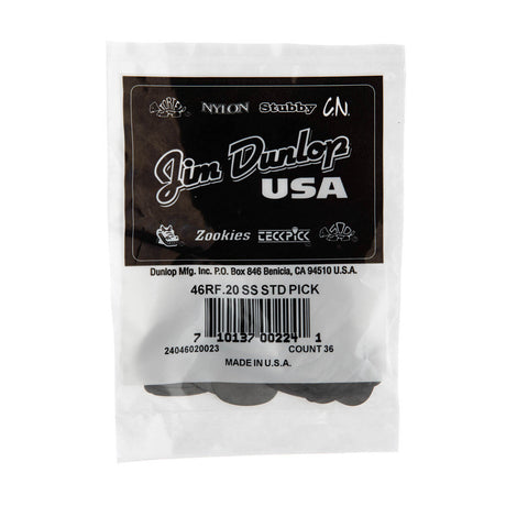 A  bag of Dunlop branded guitar picks on a white background