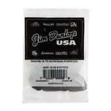 A bag of Dunlop branded guitar picks on a white background