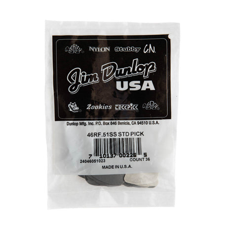 A bag of Dunlop branded guitar picks on a white background