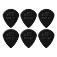 Set of six black guitar picks with 'Jazz III' branding on a white background