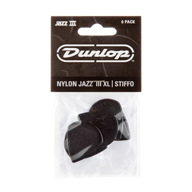 Dunlop guitar pick packaging with six picks inside on a white background