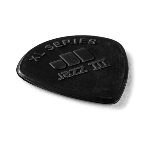 Black guitar pick with 'XL Series' and 'Jazz III' text on a white background