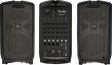 The image shows a Fender Passport Event Series portable PA system, including two black full-range speakers with mesh grilles and a central mixer with 6 input channels, EQ controls, XLR and 1/4" jacks, master volume, outputs, and Bluetooth. Designed for musicians, speakers, and small events, it is portable, user-friendly, and delivers clear sound for performances and presentations.