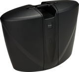 The image shows a black Fender molded hard case with a sleek, matte finish and smooth curves. It features a sturdy top handle and secure latches. Designed for a guitar or similar stringed instrument, the durable hard shell offers strong protection for transport. The modern, professional look makes it ideal for musicians carrying their instruments to gigs, recordings, or travel.