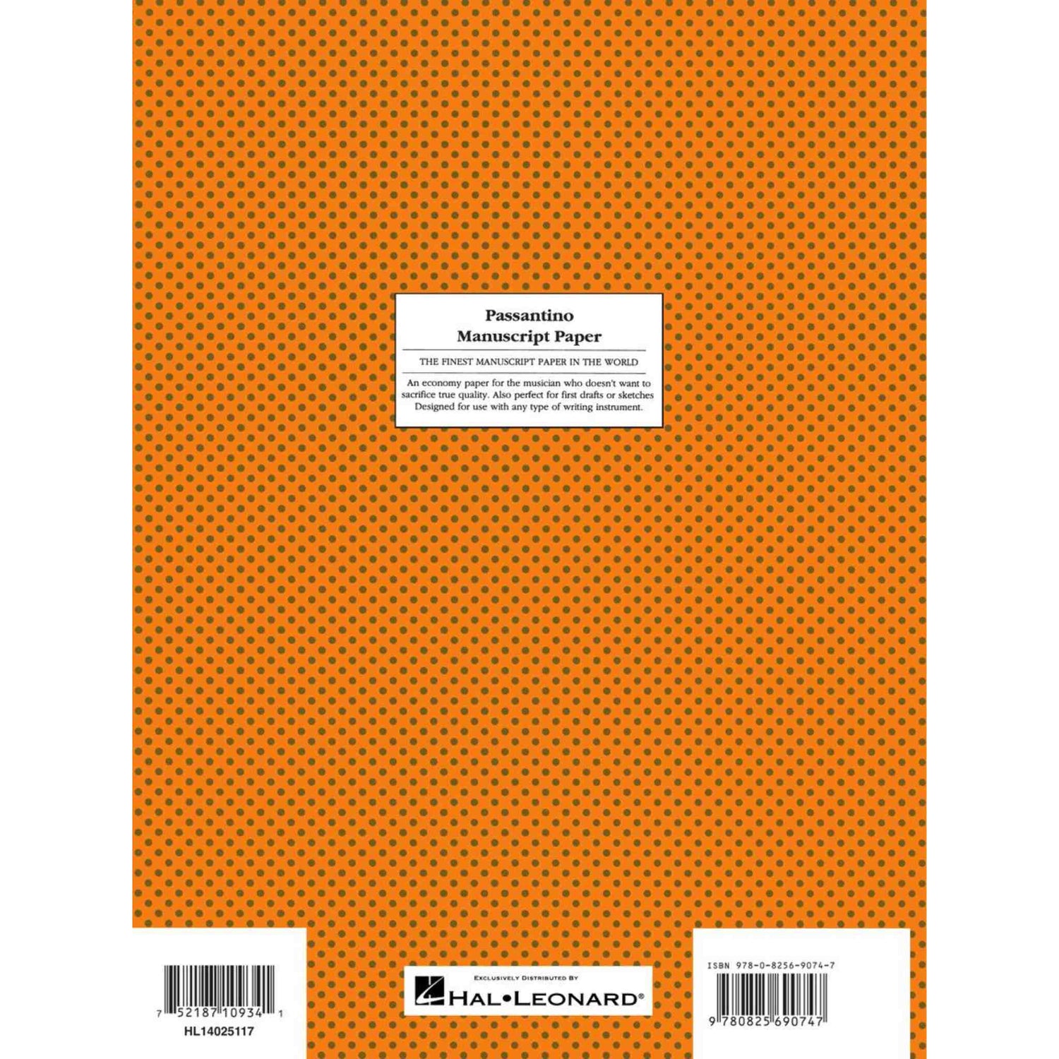 Orange notebook with a pattern and Hal Leonard branding