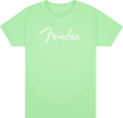 The image shows a light green t-shirt with the iconic white "Fender" logo across the chest. Fender is a legendary musical instrument brand known for classic electric guitars like the Stratocaster and Telecaster, as well as amplifiers. This official Fender apparel allows musicians and fans to express their connection to the brand beyond instruments.