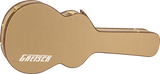 The image shows a high-quality hard case for an acoustic guitar with a tan tweed fabric exterior. It features a guitar-shaped profile, gold metal latches, hinges, and reinforced corners. The case is marked with the brand "FHARITI" and designed for strong protection during transport, combining vintage style with durable, professional-grade construction.