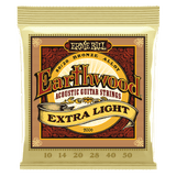 A package of Ernie Ball Earthwood acoustic guitar strings on a transparent background