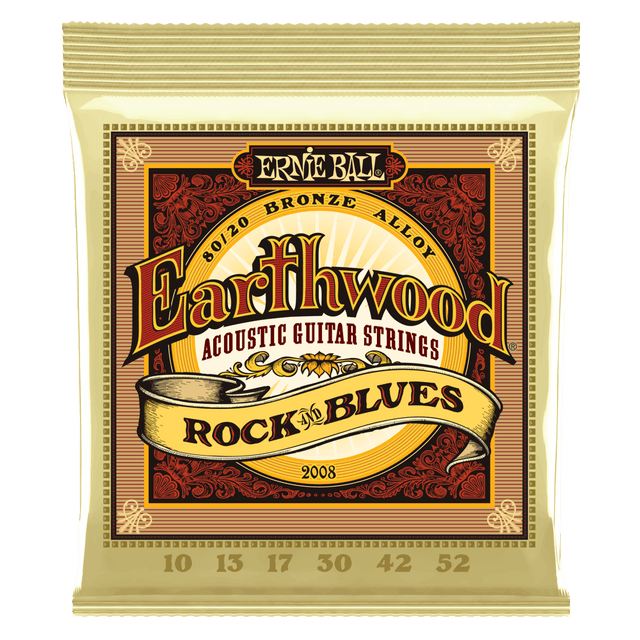 A package of acoustic guitar strings with Ernie Ball Earthwood branding on a transparent background