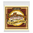 A package of 12-string acoustic guitar string with Ernie Ball Earthwood branding on a transparent background