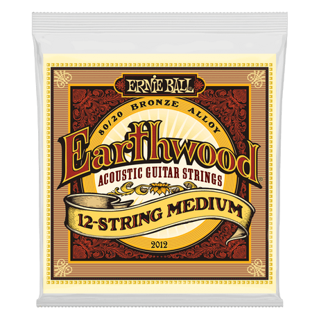 Ernie Ball Earthwood acoustic guitar strings packaging on a white background