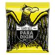 A package of Ernie Ball Paradigm guitar strings with eagle artwork on a yellow background