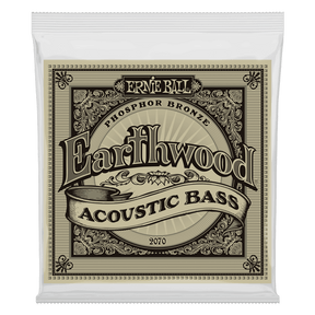 Ernie Ball Earthwood Acoustic Bass guitar string package on a white background