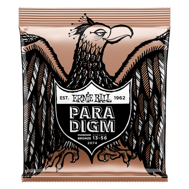 Ernie Ball Paradigm guitar string package with an eagle illustration on a black background