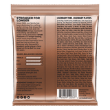 Back of Ernie Ball guitar string packaging with text and branding