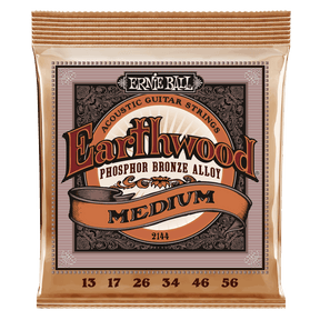 Ernie Ball Earthwood acoustic guitar strings packaging on a black background