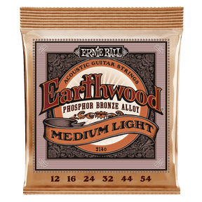 Ernie Ball Earthwood acoustic guitar strings packaging on a white background