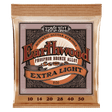 Ernie Ball Earthwood acoustic guitar strings packaging on a black background