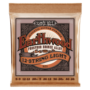 Ernie Ball Earthwood acoustic guitar strings packaging on a black background