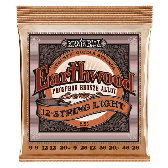 Ernie Ball Earthwood acoustic guitar strings packaging on a black background