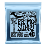 Ernie Ball Primo Slinky guitar strings packaging with an eagle logo on a clear background