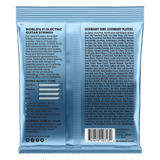 Back of a guitar string packaging with text and branding