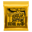 Ernie Ball Skinny Top Beefy Bottom guitar strings gold packaging on a white background