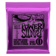 Purple Ernie Ball Power Slinky guitar string set packaging on a white background