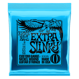 Ernie Ball Extra Slinky guitar strings packaging with an eagle logo on a white background