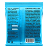 A package of blue guitar strings with text on a white background