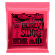 Pink packaging of Ernie Ball Burly Slinky guitar strings with an eagle design.