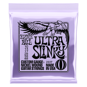 Ernie Ball Ultra Slinky guitar strings packaging with an eagle logo on a white background