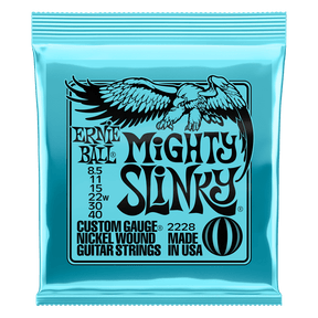 Ernie Ball Mighty Slinky guitar strings packaging with an eagle illustration on a white background