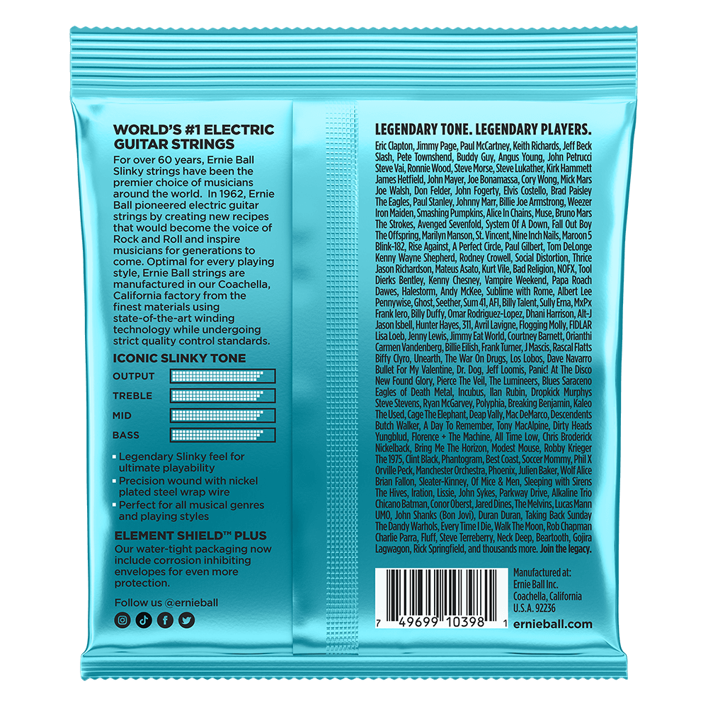 Emile Ball electric guitar strings packaging with text and branding.